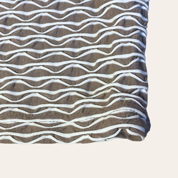 Sharagano 18W Taupe White Textured Stripe Stretch Sheath Dress Plus Size Lined - Picture 7 of 10